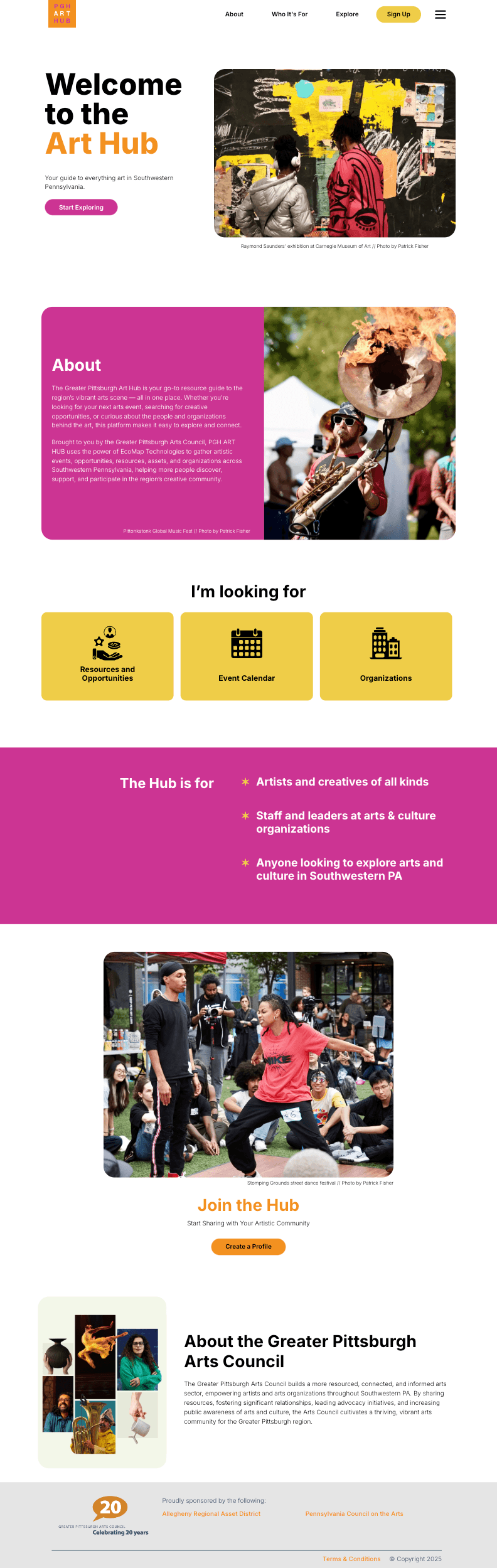 PGH Arts Hub Dashboard