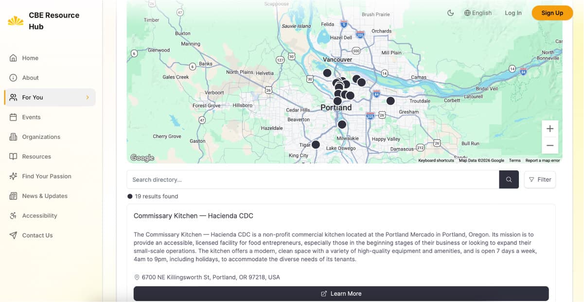 Economic development directory mapping view