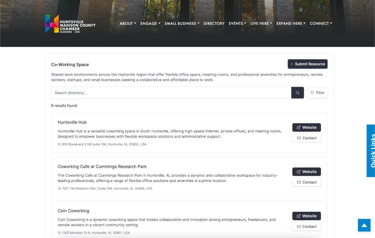 EcoMap Discover embedded on a customer site, showing the Resource Hub front-end view.